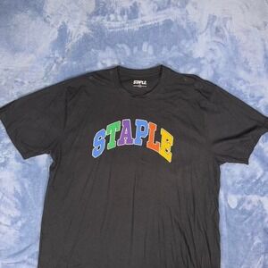 Staple black graphic tee with rainbow text men size 3xl